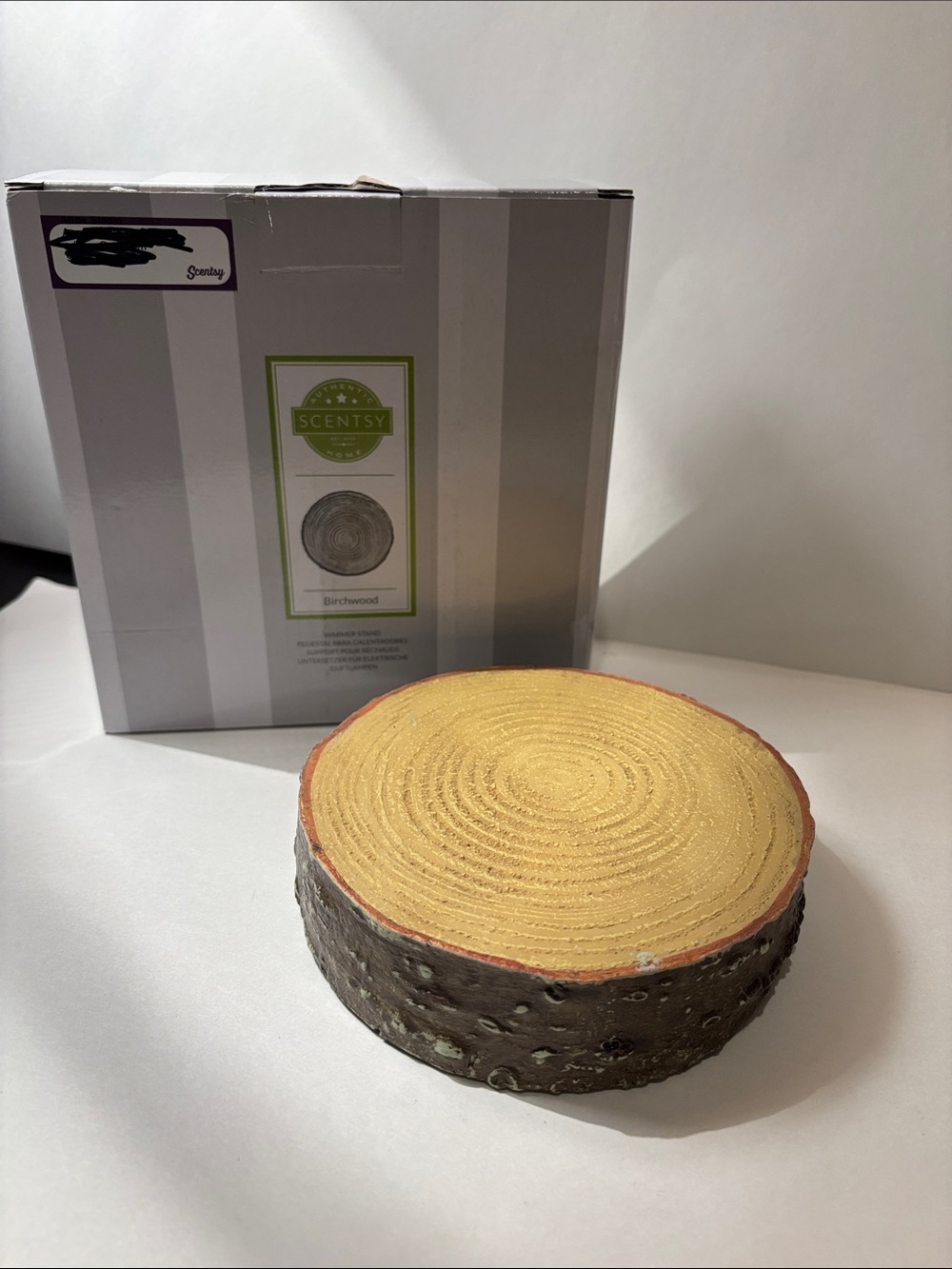 Scentsy Birchwood Wood Slice Accent - Yellow & Brown warmer stand.